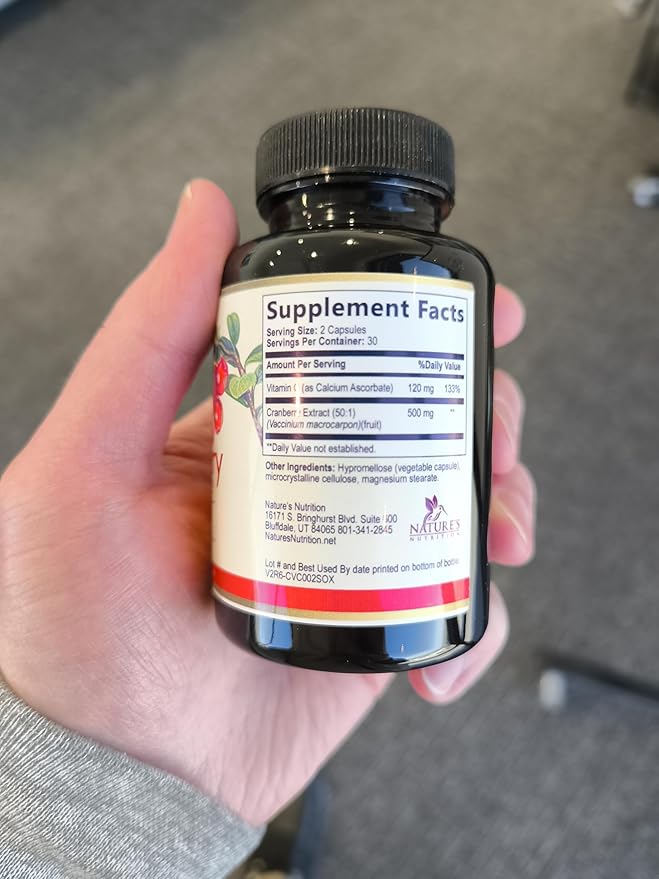 Cranberry Extract Pills Supplement - 500mg Per Serving Cranberry Extract with Vitamin C - Urinary Tract Health Support, Sugar Free Formula, Fruit Powder Extract - Bottled in USA - 60 Capsules