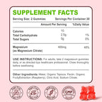 Magnesium Citrate Gummies 400MG, High Absorption Magnesium Gummies for Adults, Muscle & Teeth Support, Vegan 60 Cts
