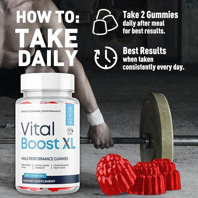 Vital Boost XL Gummies, Official VitalBoost X L Gummys for Men with All Natural Ingredients, Vital Boost XL Advanced Health & Wellness Support with Premium Active Lifestyle Vitamins (60 Gummies)