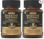 Digestive Enzymes Supplement with 100 Billion CFU Organic Probiotic & Prebiotic - Multi-Enzyme Formula for Women & Men - Supports Digestive & Gut Health, Aids Protein, Carb & Dairy Digestion, 120 Caps