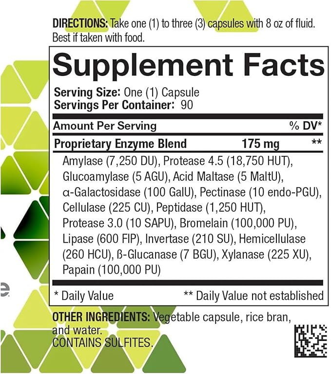 4Life Digestive Enzymes - Supports Digestive and Intestinal Health, Food Absorption, and Breakdown of Protein, Carbohydrates, and Fats - 90 Capsules