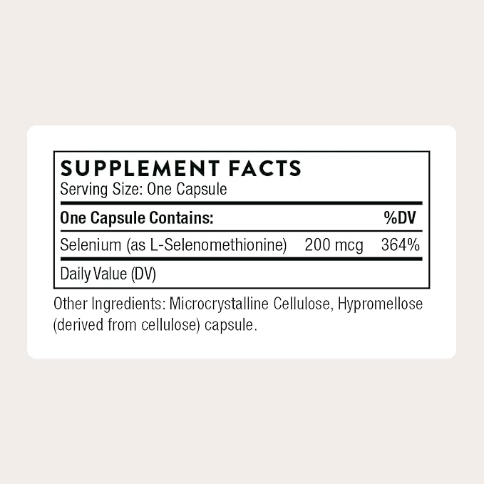 THORNE - Selenium - 200 mcg Selenium Supplement for Antioxidant Support - Supports Thyroid Health, Immune Function & Healthy Aging - Third-Party Certified - Gluten, Dairy & Soy-Free - 60 Capsules