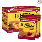 Honey Stinger Organic Peanut Butter Strawberry Waffle, Energy Stroopwafel for Exercise, Endurance and Performance, Sports Nutrition for Home & Gym, Pre & During Workout, 16.96 Ounces (Pack of 16)