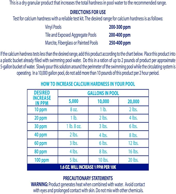 Robelle 10-Pounds Premium Pool Calcium Up, Calcium Hardness Increaser, Made in USA