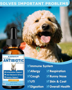 Natural Antibiotics for Dogs - 60ML Dog Antibiotic Drops - Itchy Skin Relief - Allergy Relief - Immune Support - with Organic Natural Ingredients - Bacon Flavor
