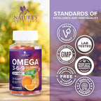 Omega 3 6 9 Gummies - Vegan Omega 3 Supplement Gummy - Essential Fatty Acids Oil 369 Complex Heart Support & Brain Support for Women, Men & Pregnancy, Fish Free Non-GMO, Orange Flavored - 120 Gummies
