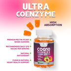 CoQ10 Gummies - Coenzyme Q10 100mg Per Serving - 3X Strength, High Absorption, Antioxidant Supplements for Heart Health Support & Energy Production, Ultra Coq 10 Vitamins Supplement - 60 Gummies