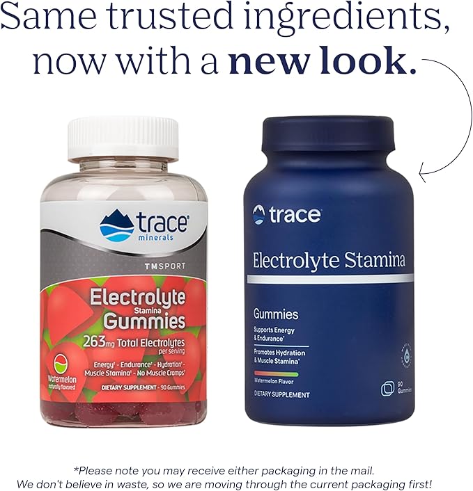 Trace Minerals | Electrolyte Stamina Gummies | Boost Energy, Endurance, Muscle Stamina and Hydration | Vegan | Watermelon | 90 Count (30 Servings)