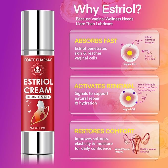 Bioidentical Estriol Cream for Women Menopause Relief - Intimate Vaginal Moisturizing Peach Cream for Women - for Vaginal Dryness & Vulva Itch – 50g / 1.76 oz