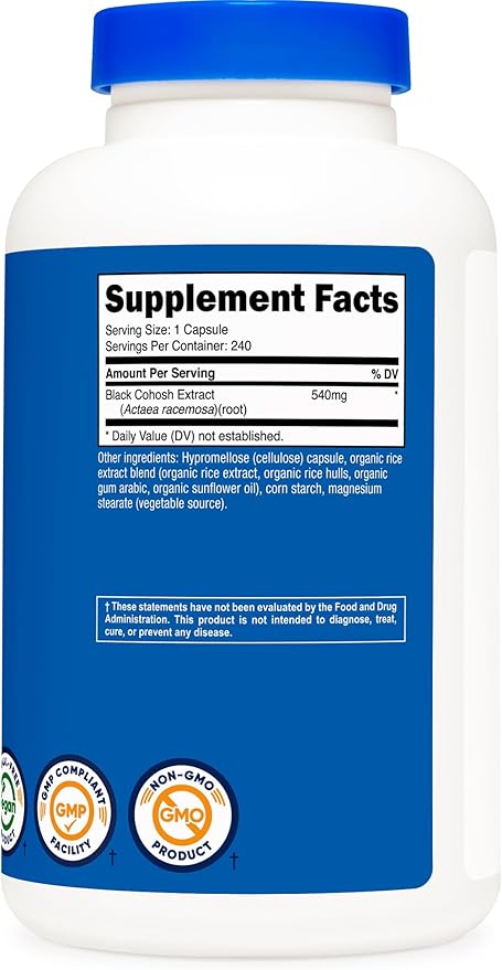 Nutricost Black Cohosh 540mg, 240 Capsules - Non-GMO, Gluten Free