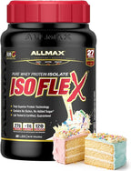 ALLMAX ISOFLEX Pure Whey Isolate Protein Powder - Gluten Free, Low Lactose, Sugar-Free - High-Protein, Clean, Keto-Friendly for Pre Post Workout Supplement for Women and Men | Birthday Cake, 2lb