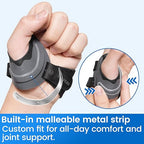 Velpeau CMC Thumb Brace for Osteoarthritis - with Shape-memory Restriction Splint, CMC Joint Stabilizer, Basal Thumb Arthritis Pain Relief and Support for Women and Men (Black, Left Hand, Medium)