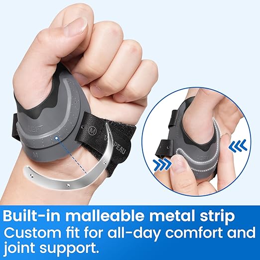 Velpeau CMC Thumb Brace for Osteoarthritis - with Shape-memory Restriction Splint, CMC Joint Stabilizer, Basal Thumb Arthritis Pain Relief and Support (Black, Right Hand, X-Small)