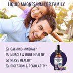 Magnesium Glycinate Liquid Drops 500mg, with Vitamin B6, Ashwagandha, L - Theanine, Chamomile, Magnesium Glycinate Supplement High Absorption for Sleep, Stress, Energy, Mood - Grape Flavor, 2 FL.OZ