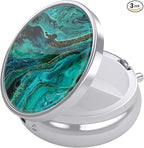 Nipichsha Pill Box, Small Pill Case for Purse & Pocket, Cute Travel Medicine Organizer, Portable Medicine Container Holder to Hold Vitamins, Medication, Fish Oil & Supplement, Ocean Marble