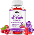 Saffron Gummies, Saffron Supplements for Kids & Adults with Ashwagandha, L-Theanine, Lemon Balm, Vitamin D3, B6, Magnesium & Zinc - Support Focus, Relaxation, Raspberry Flavor, 60 Count