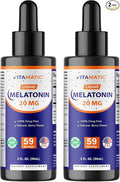 Vitamatic 2-Pack Melatonin 20mg Liquid Drops - 2 fl oz (59 ml) Each - Natural Berry Flavor - Non-GMO, Vegetarian Supplement for Adults