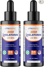 Vitamatic 2-Pack Melatonin 20mg Liquid Drops - 2 fl oz (59 ml) Each - Natural Berry Flavor - Non-GMO, Vegetarian Supplement for Adults