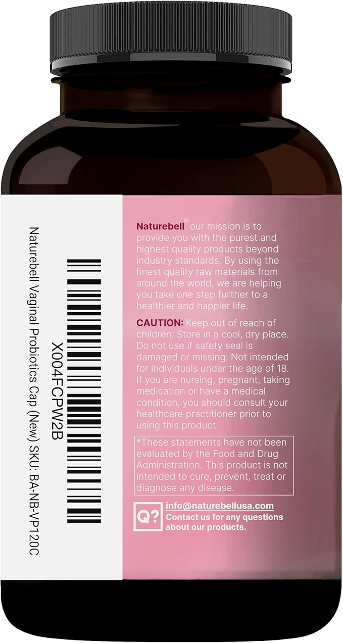 NatureBell Vaginal Probiotics for Women, 10 Billion CFU, 120 Veggie Capsules | PH Balance Probiotics and Prebiotics Blend – Lactobacillus Vaginal Supplement – Supports Odor, Flora & Yeast