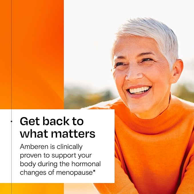 Amberen Menopause Supplement for Women, 120 Capsules, Clinically Proven, Helps Support Hormone Balance, Helps Relieve 12 Menopause Symptoms: Hot Flashes, Night Sweats, Mood Swings and More