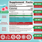 NEVISS Probiotic + Prebiotic Gummies for Adults & Kids 4+, Sugar Free Chewable 50 Billion CFUs w/Fiber, Vitamin B1 B2 D3 & Zinc, for Digestive & Gut Health, Boost Microflora Diversity, 60 Cts