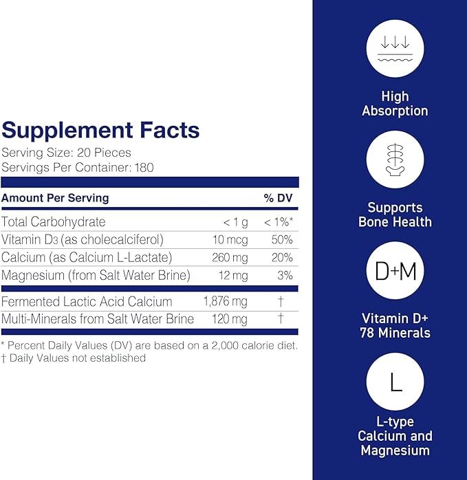 Mineral L-Cal Calcium with Vitamin D3, 12 Month Supply, Water Soluble Ball Format with Magnesium & Minerals, Fast Absorbing Calcium Magnesium D3 Supplement, 3,600 Balls per Bottle, 360g, Pack of 2