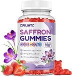 Saffron Gummies for Kids & Adults, 20-in-1 Saffron Supplements with 88.5mg Saffron Extract, B6, B12, C, D3, Magnesium for Calm, Focus, Nerve, Sugar Free, Vegan, Non-GMO - Strawberry Flavor, 60 Counts