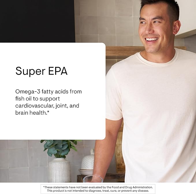 THORNE - Super EPA - Omega-3 Fish Oil Supplement with EPA & DHA from Sustainably Sourced Fish - Supports Brain, Skin, Joint & Heart Health* - Third-Party Certified - Gluten & Dairy-Free - 180 Softgels