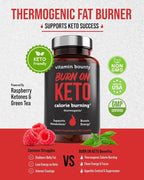 Vitamin Bounty Burn On Thermogenic Keto Fat Burner for Men & Women - Weight Loss Supplement with Raspberry Ketones - Metabolism Booster, Energy Pills, Appetite Suppressant - 60 Capsules