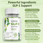GLP1 Supplement | GLP Gummies Activates GLP-1 & AMPK with Akkermansia Probiotics, Berberine&More,Gut Health, Energy & Metabolism - 1 Pack, 90 Gummies