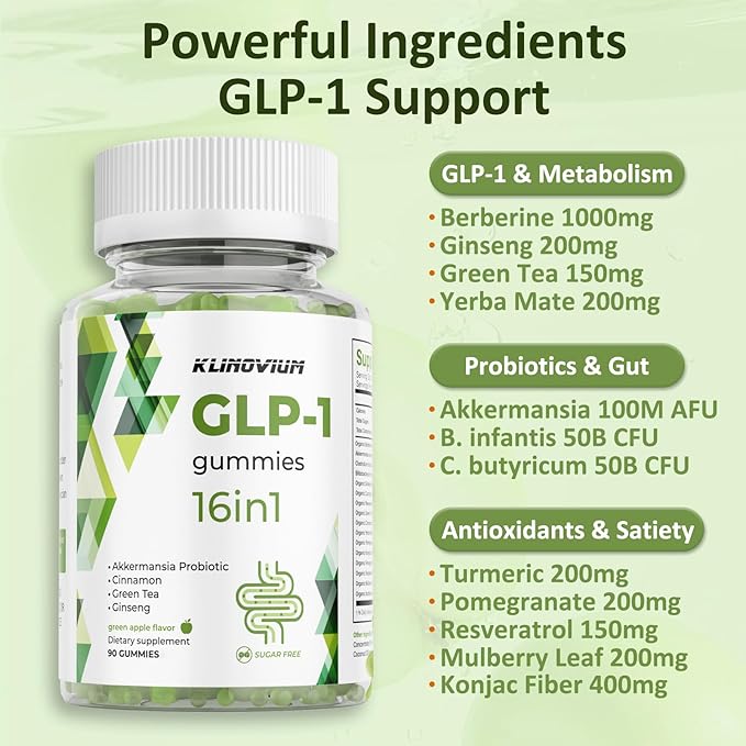 GLP1 Supplement | GLP Gummies Activates GLP-1 & AMPK with Akkermansia Probiotics, Berberine&More,Gut Health, Energy & Metabolism - 2 Pack, 180 Gummies