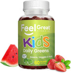 Feel Great Super Green Gummies for Kids | Fruit and Vegetable Gummies | Vegan Veggie Gummy Multivitamin for Kids | Veggie Fiber Supplement | 60 Count