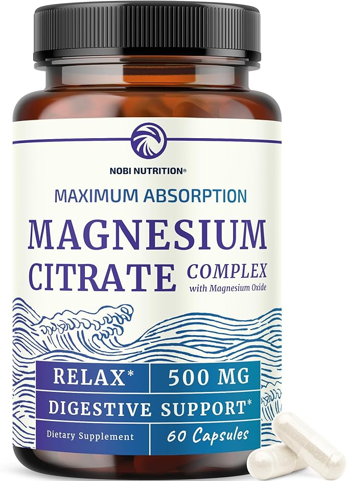 Magnesium Citrate Complex 500 MG for Constipation & Digestion Support | High Absorption Magnesium Supplement | Citrato de Magnesio | Calm & Relaxation | Non-GMO Soy-Free | 60 Mag Citrate Capsules