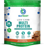 BioTrust Low Carb Protein Powder - Healthy Isolated Whey Protein Powder and Casein Blend from Grass-Fed, Pasture-Raised Cattle, Plus Digestive Enzymes - Salted Caramel, 14 Servings