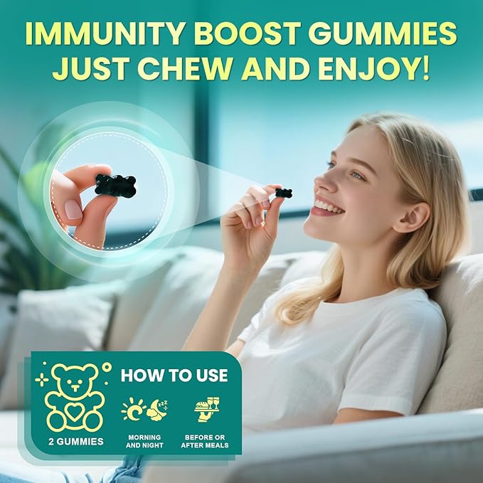 Sea Moss Gummies with Ashwagandha & Chlorophyll, Immune, Digestive and Gut Detox Support, Powered by Black Seed Oil, Vitamin C, Vitamin D & Magnesium, GMO, Vegan, Apple Flavor, 60 SeaMoss Gummies