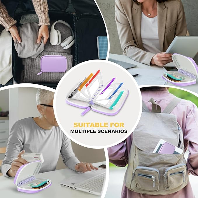 Timueetech A7 Waterproof Pill Organizer with 7 PCS L Size Zippered Pill Pouches for A7 Binder, Large BPA-Free Weekly Medicine Organizer, Color-Coded Reusable Travel Pill Storage System
