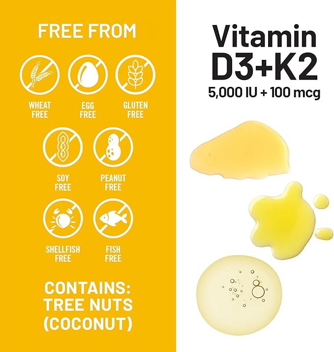 NatureWise Vegan Vitamin D3 + K2 with Organic Coconut MCT Oil - Natural D3 5000IU + Natural K2 100mcg - High Absorption Bone Support - Soy & Gluten Free - USA Manufactured - 30 Softgels[30-Day Supply]