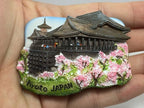 WitnyStore Tiny 2¾" Kiyomizu Dera Temple Kyoto Japan Magnet - Miniature Hand Made Resin 3D Asia Landmark Tourist Attractions Decorative Refrigerator Fridge Magnets Décor Collectible Souvenirs Gifts