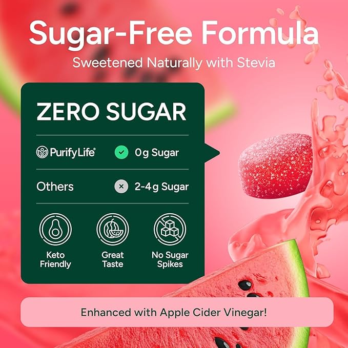 Purify Life Sugar-Free Berberine Gummies - with Ceylon Cinnamon, Milk Thistle & Apple Cider Vinegar - No More Capsules or Pills