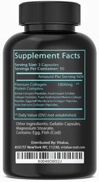 Collagen for Women & Men - Vital Nutrition - Hydrolyzed Collagen Peptides - Multi Collagen Capsules, Keto Friendly, Healthy for Skin, Nails, Bones & Joints, NonGMO- Type I,II,III, V, X - 300 Capsules