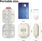 7 Compartments Travel Pill Organizer, Foldable Portable Airtight Daily Pill Box, Compact Pill Case for Purse & Pocket, BPA-Free Medicine Organizer for Vitamins Fish Oil Supplements (White)