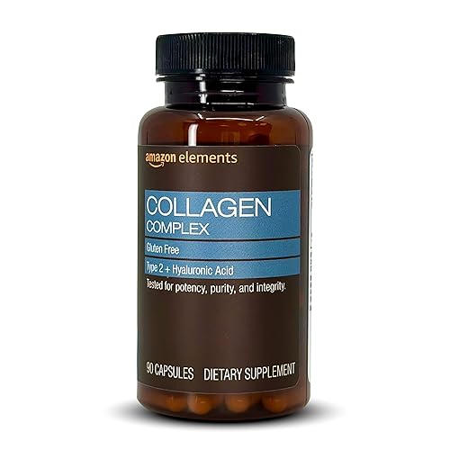 Amazon Elements Collagen Complex, Type II with Hyaluronic Acid, 90 Capsules, 3 Month Supply