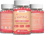 Vitamin D3 K2 Gummies for Adults - Vitamin D3 5000IU + K2 (MK-7) 200mcg, with Calcium Citrate, Magnesium Citrate, Omega-3 for Bone, Muscle, Teeth Immune - 120 Gummies