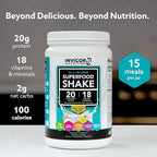 INVIGOR8 Superfood Grass Fed Whey Protein Isolate Shake French Vanilla Gluten-Free and Non GMO Meal Replacement with Probiotics and Omega 3 (483g)