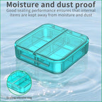 Small Pill Box,4 Compartments Travel Pill Case, Portable Pill Organizer,Mini Pill Container for Pocket,Daily Compact Travel Medicine Holder for Vitamins Fish Oil and Supplement Storage(Green+Cyan)