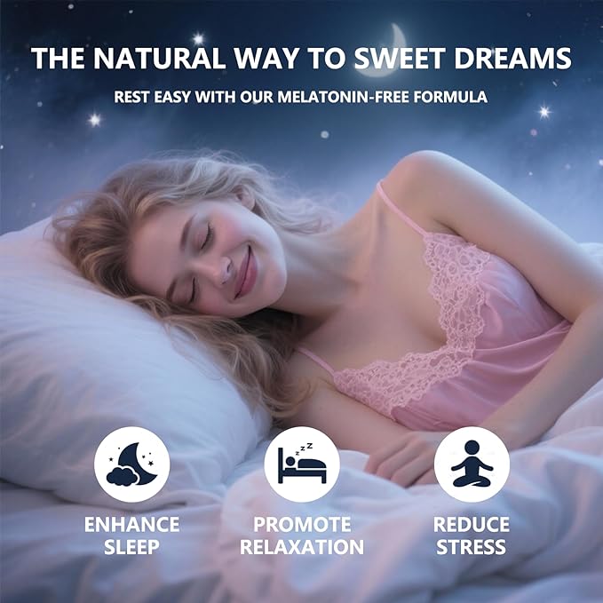 Natural Sleep Aid Gummies - Melatonin Free Supplement - Sleep+ Gummies for Adults - Promote Deep Restful Sleep Naturally Relaxing (60count)