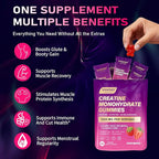 Creatine Monohydrate Gummies – with Collagen, BCAAs, L-Glutamine, Biotin, Zinc, Vitamin D3 & Hyaluronic Acid – Daily Pre & Post Workout Recovery, Sugar-Free (60 Gummies)