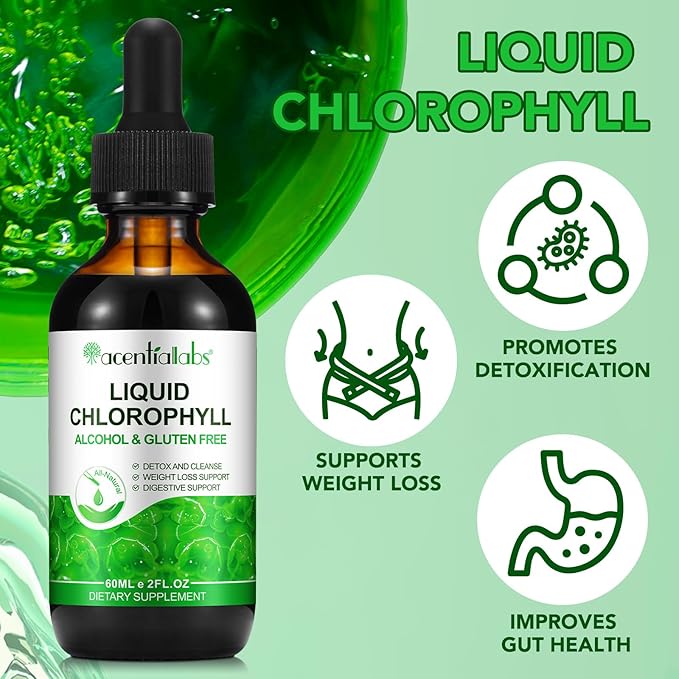 Liquid Chlorophyll Drops, Chlorophyll Liquid Drops, Body Deodorizing, Supports for Odor Balance, Natural Body Freshness, Body Odor Control, Fresh Breath, 60ml.