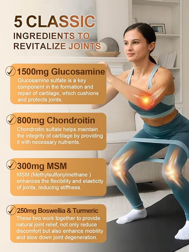 NATURE TARGET Glucosamine Chondroitin - Joint Supplement for Women & Men, Plus MSM, Collagen, Shellfish Free, 120 Counts