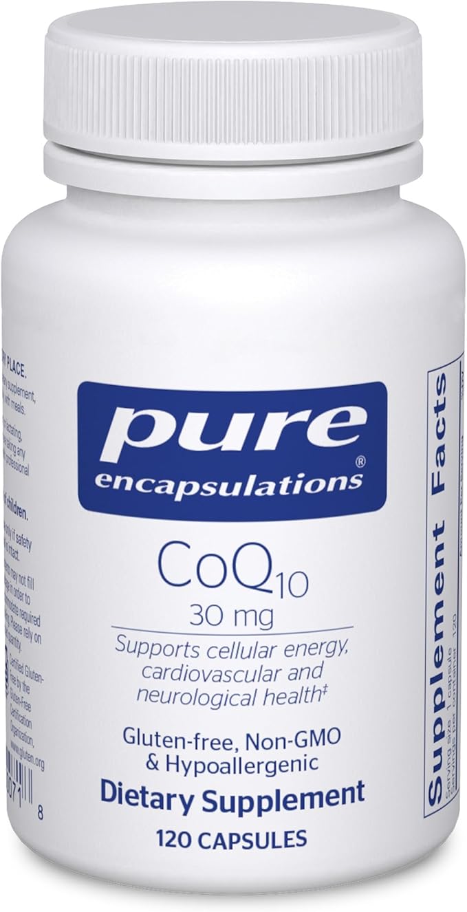Pure Encapsulations CoQ10 30 mg | Coenzyme Q10 Supplement for Energy, Antioxidants, Brain and Cellular Health, Cognition, and Cardiovascular Support* | 120 Capsules